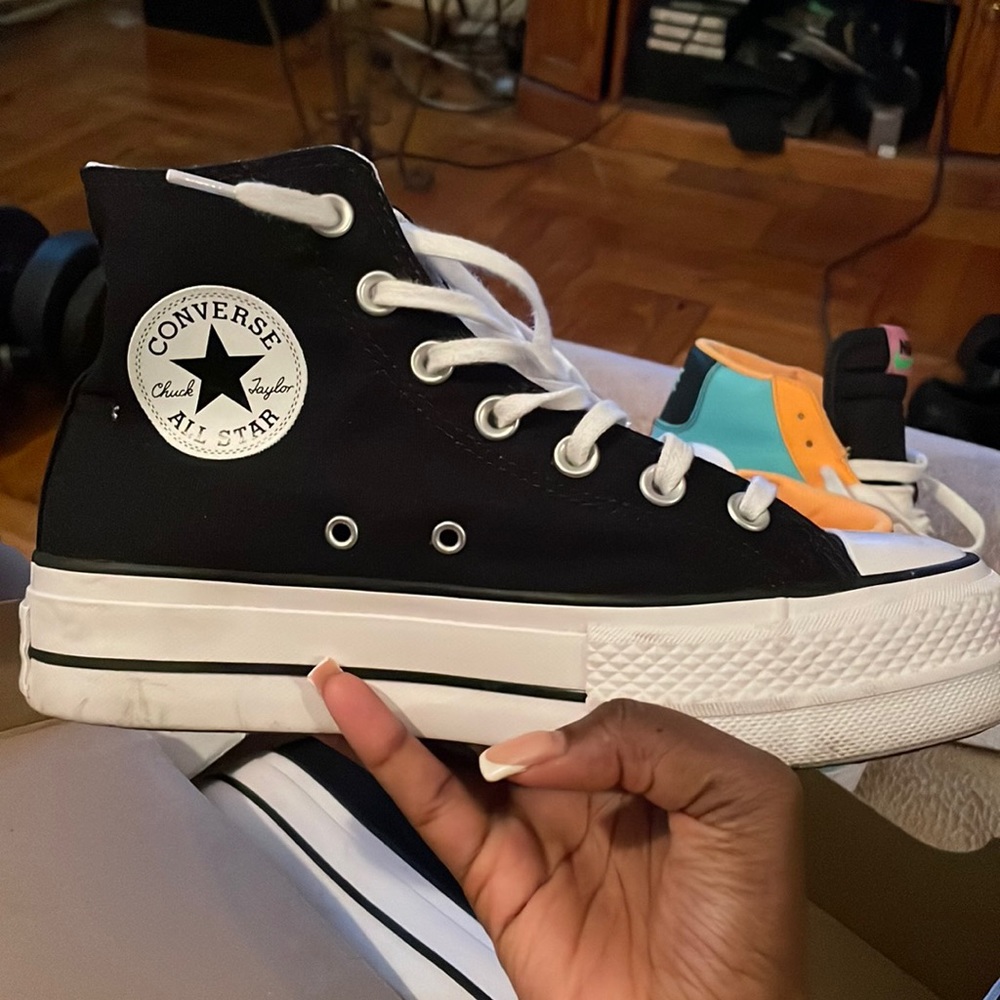 black/white platform converse6.5us